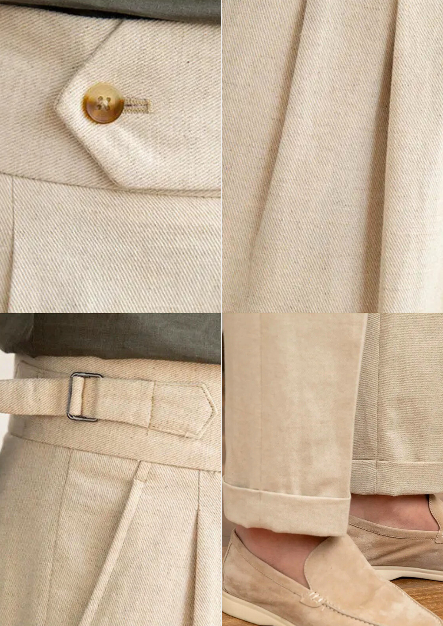 Napoli Pleated Coastal Trousers - Sand | Vallentty