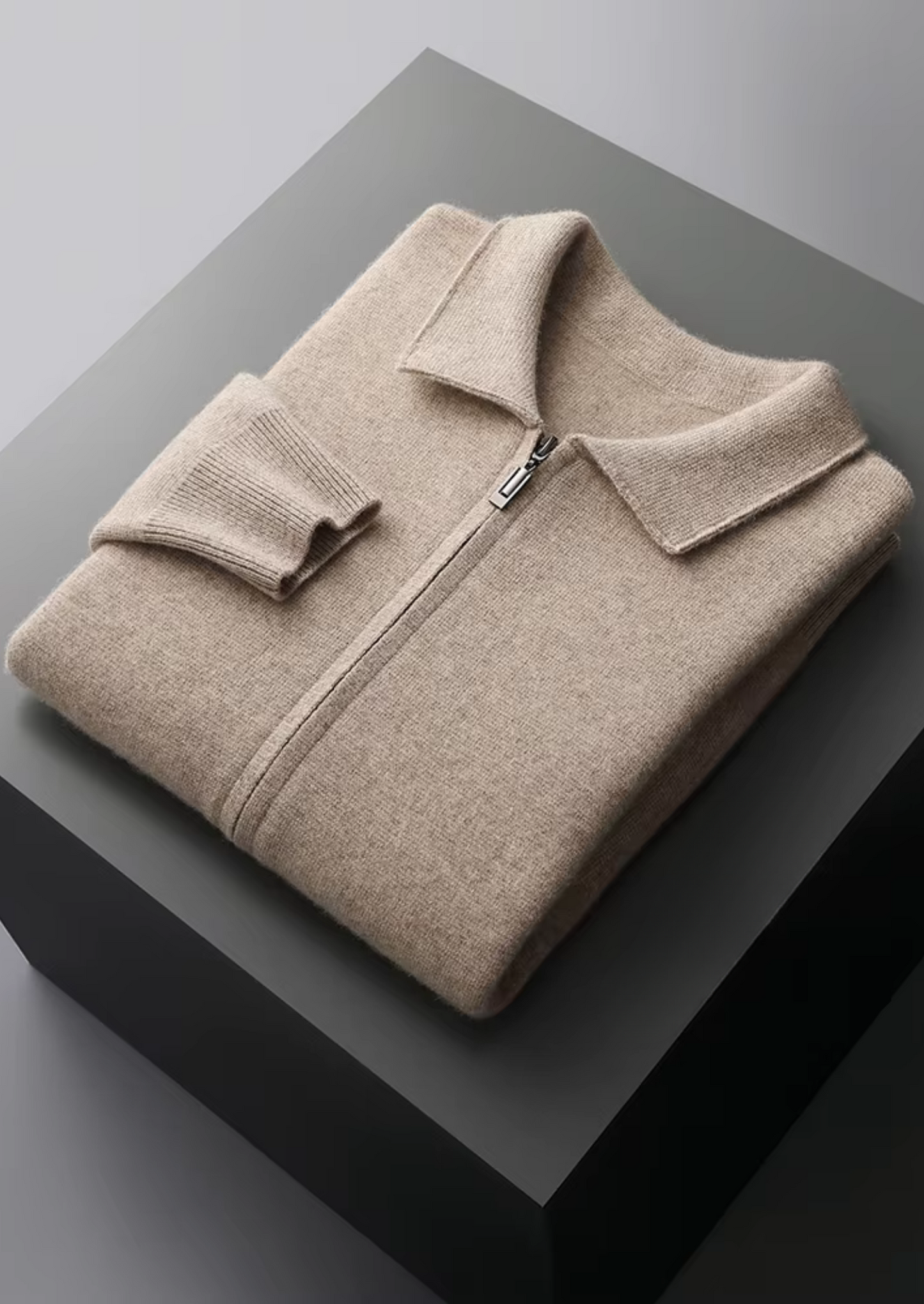 Pure Extra-Fine Merino Wool Zip Polo Cardigan | Vallentty