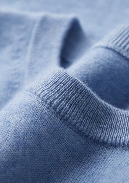 Premium Cashmere Classic Crewneck T-Shirt - Light Blue | Vallentty