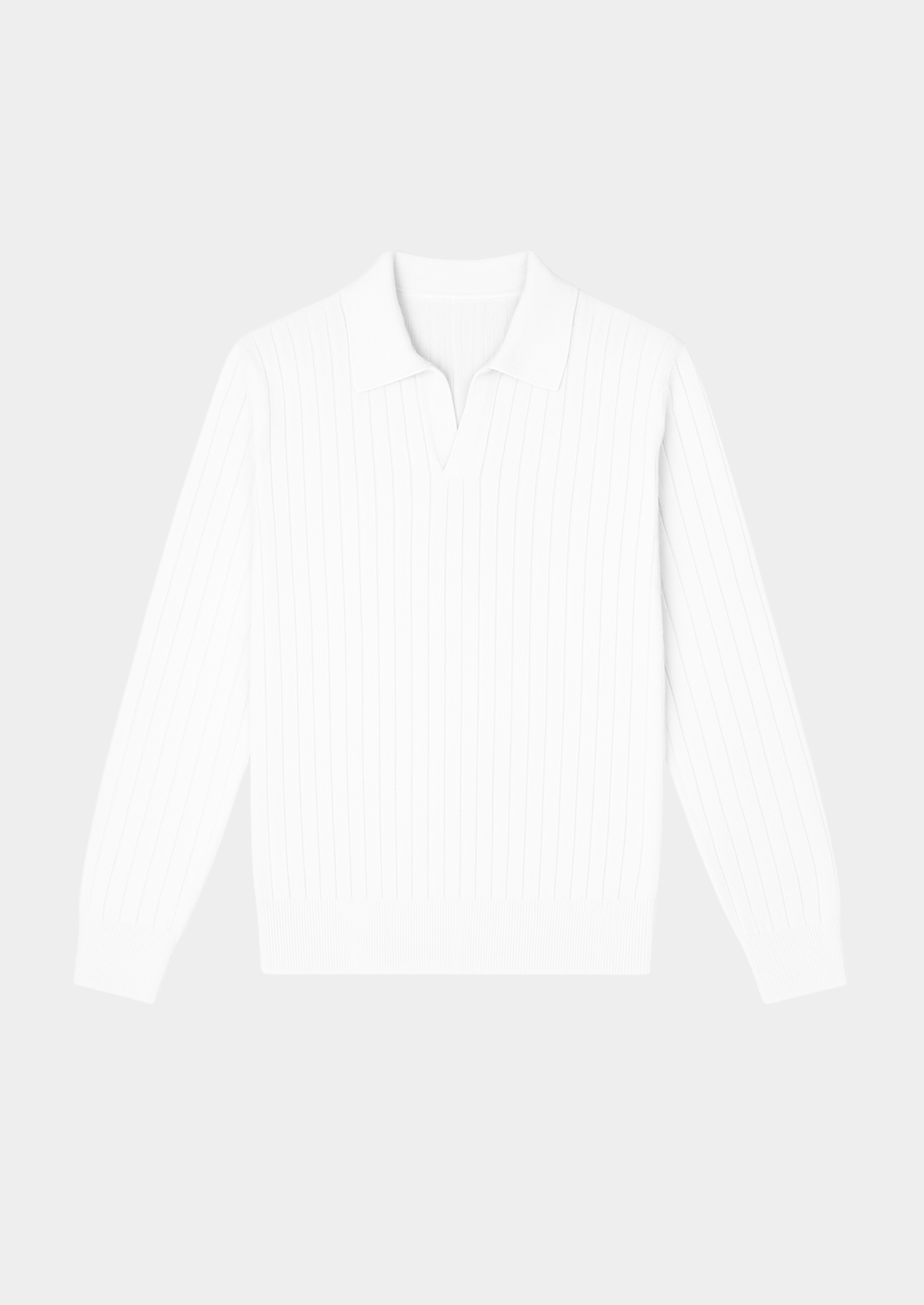 White Buttonless Ribbed Polo | Vallentty
