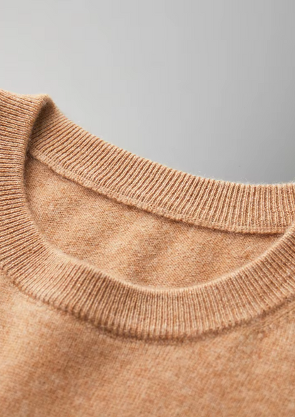Premium Cashmere Classic Crewneck T-Shirt - Honey Mustard | Vallentty