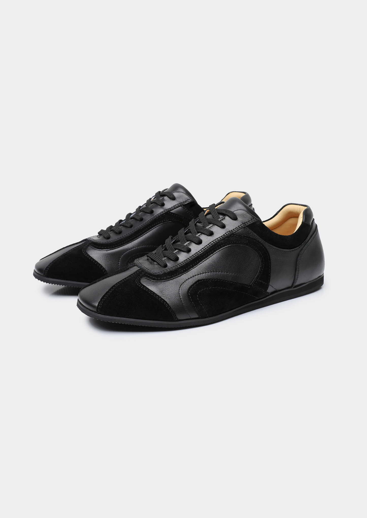 Black Retro Hybrid Suede Leather Runner | Vallentty