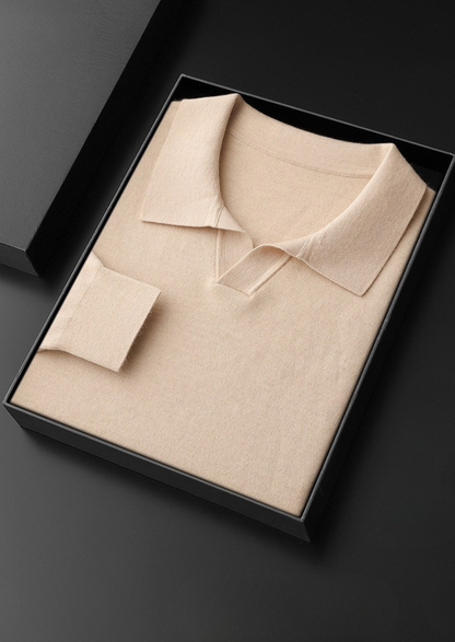 Premium Cashmere Buttonless Sweater Polo | Vallentty