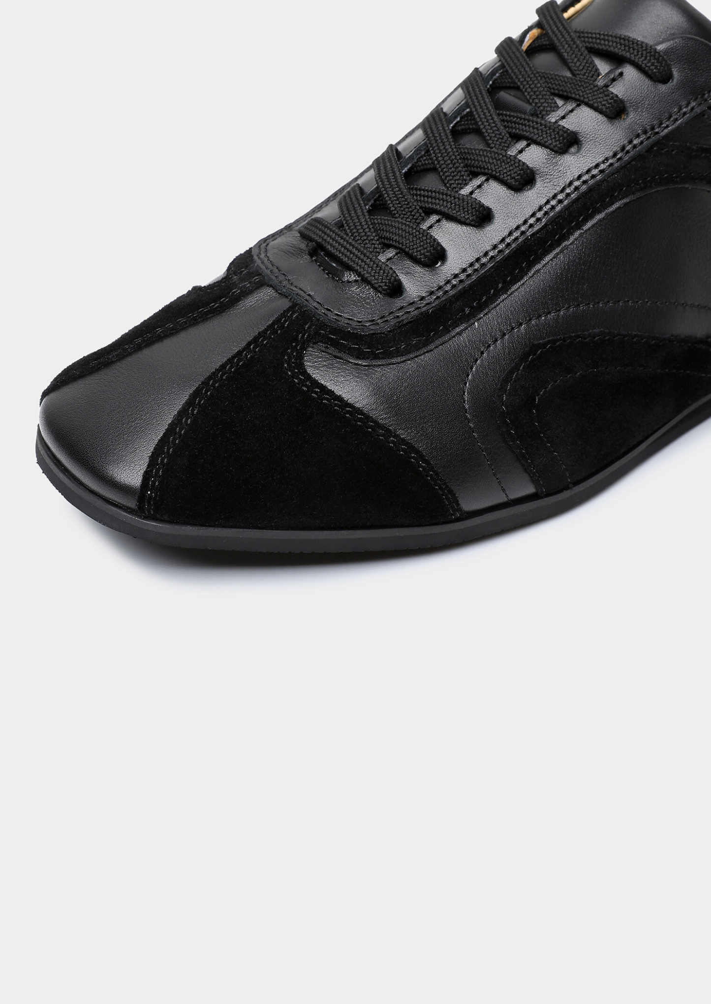 Black Retro Hybrid Suede Leather Runner | Vallentty