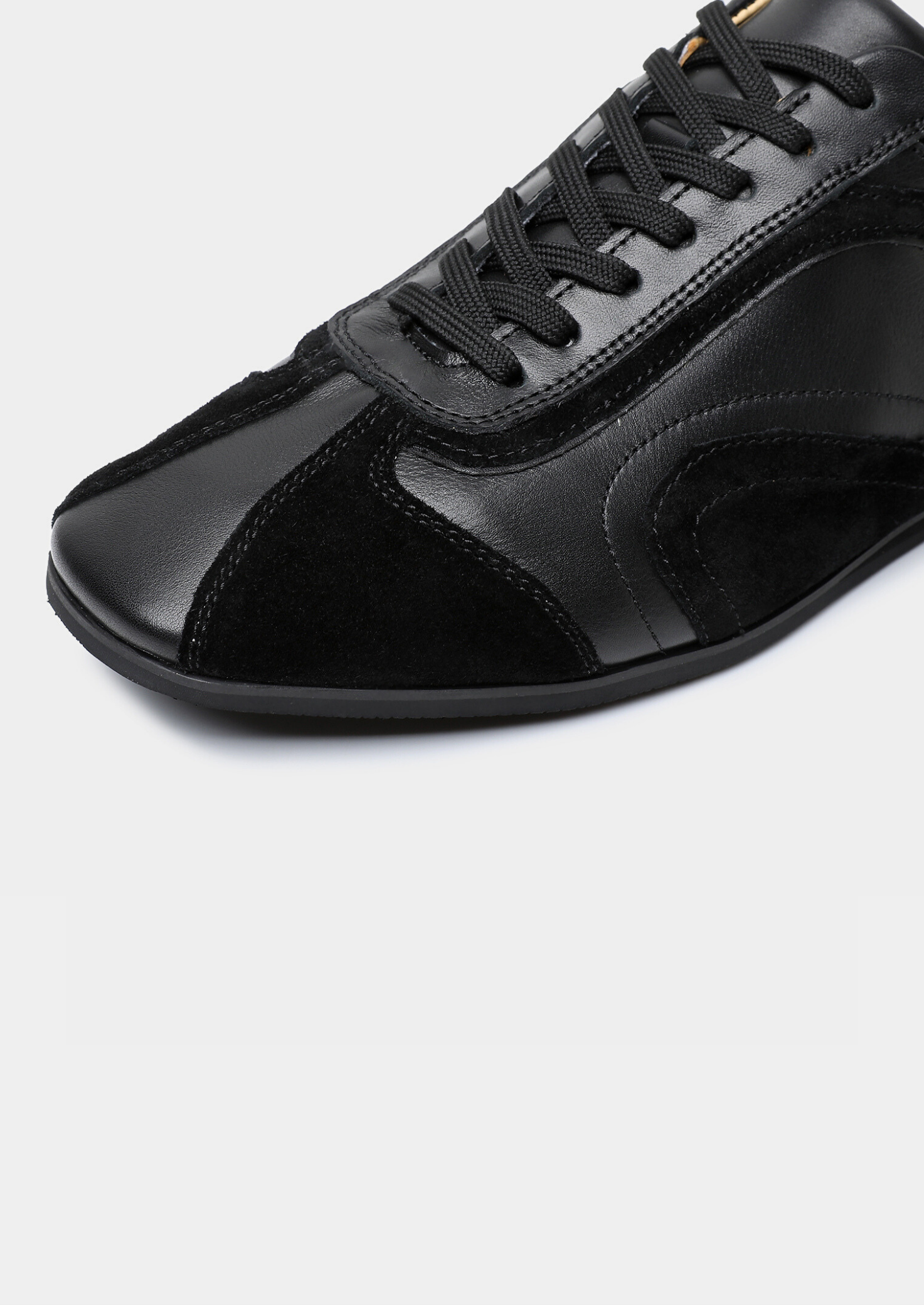 Black Retro Hybrid Suede Leather Runner | Vallentty