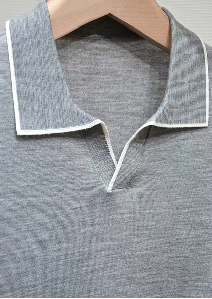 Ellis Light Gray Lightweight Polo Shirt | Vallentty