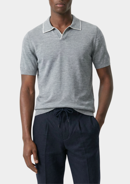 Ellis Light Gray Lightweight Polo Shirt | Vallentty
