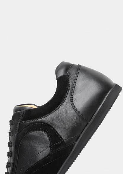 Black Retro Hybrid Suede Leather Runner | Vallentty