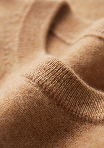 Premium Cashmere Classic Crewneck T-Shirt - Honey Mustard | Vallentty
