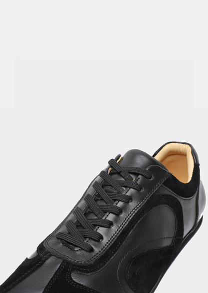 Black Retro Hybrid Suede Leather Runner | Vallentty