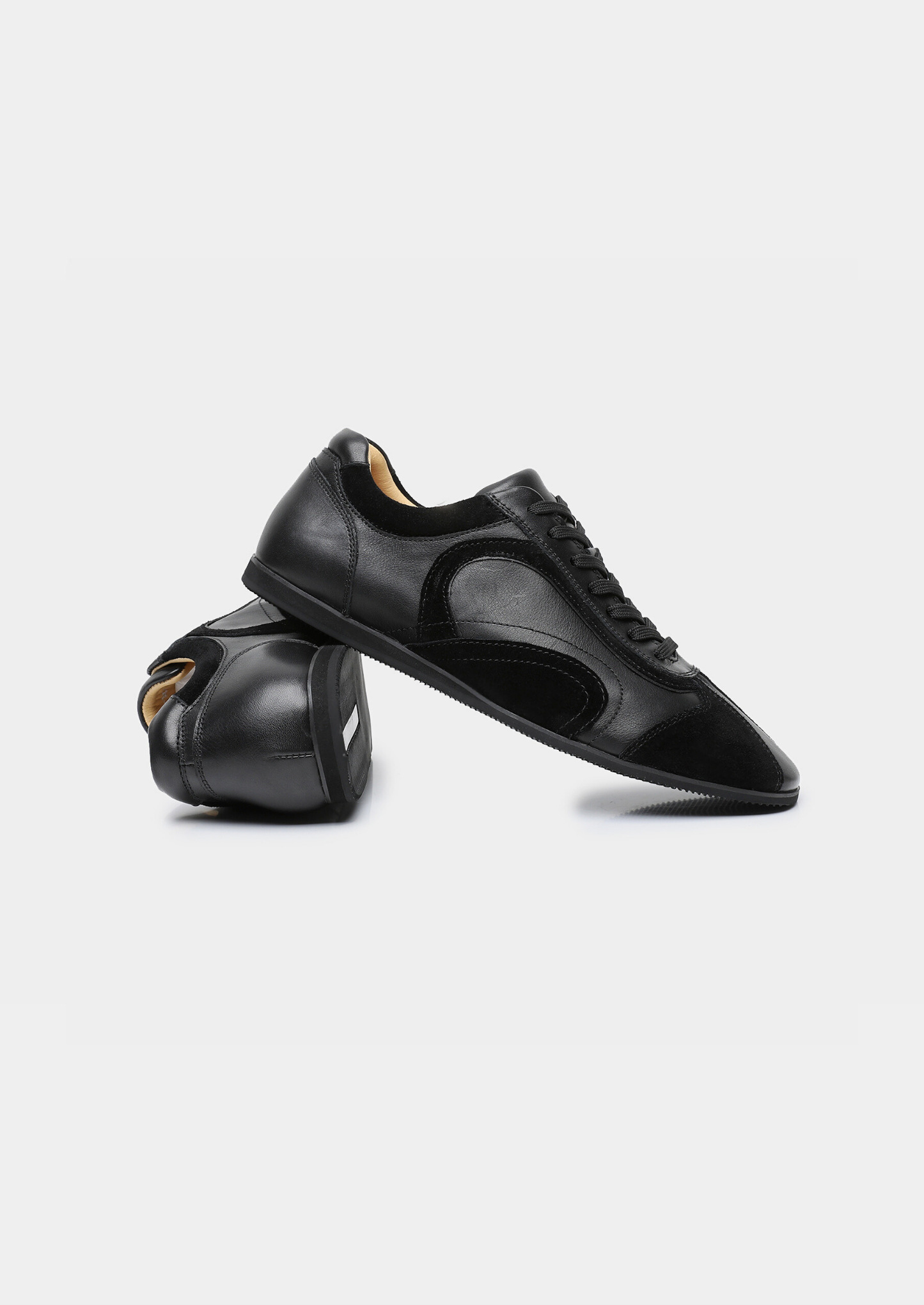 Black Retro Hybrid Suede Leather Runner | Vallentty