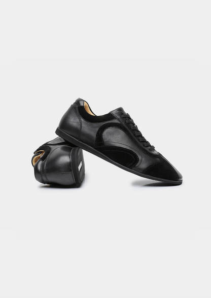 Black Retro Hybrid Suede Leather Runner | Vallentty