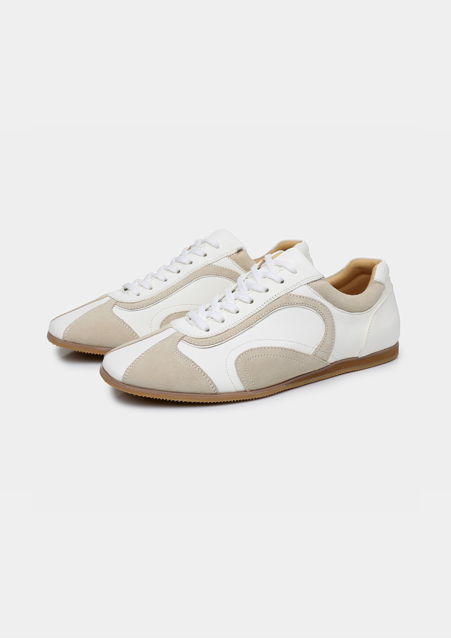 White Retro Hybrid Suede Leather Runner | Vallentty