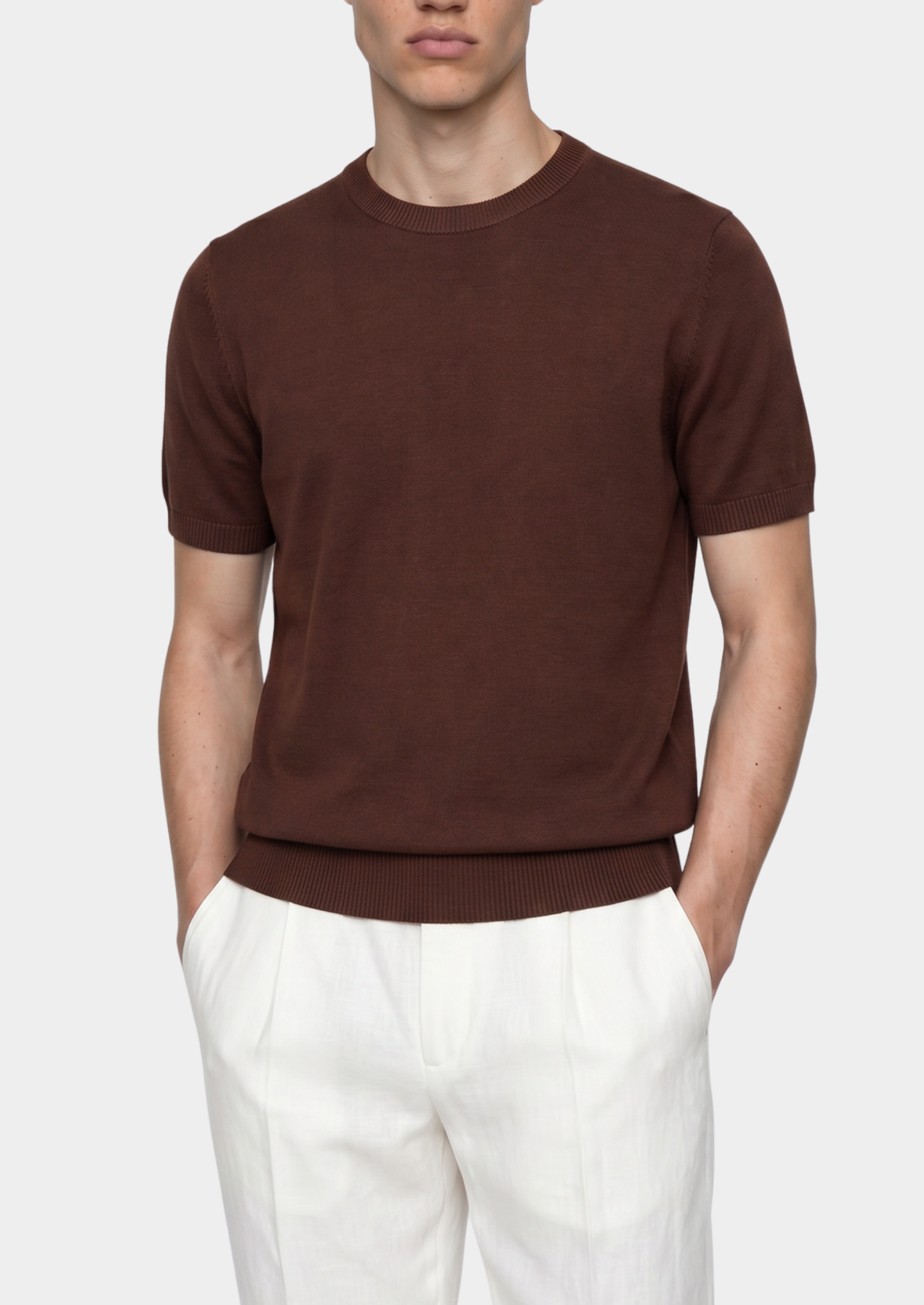 Essential Coffee Knitted Crewneck T-Shirt | Vallentty