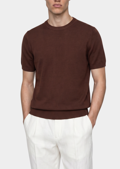 Essential Coffee Knitted Crewneck T-Shirt | Vallentty