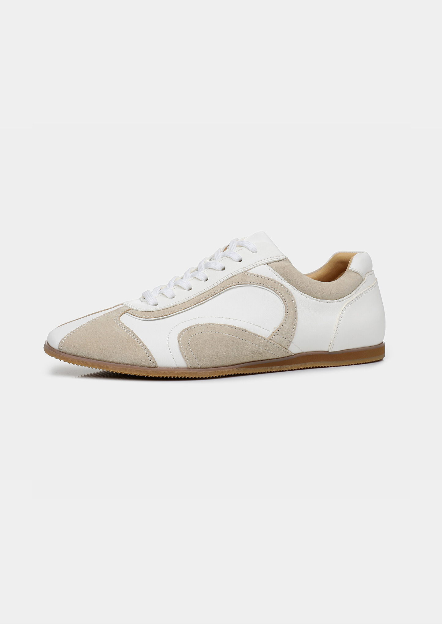 White Retro Hybrid Suede Leather Runner | Vallentty
