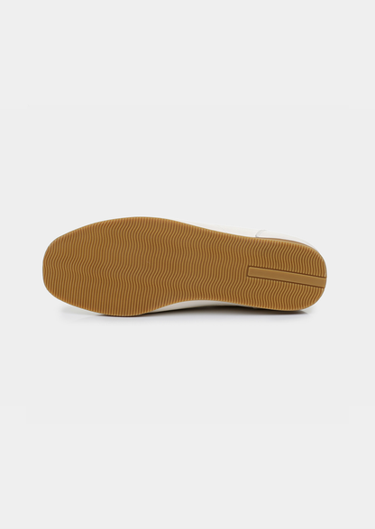 White Retro Hybrid Suede Leather Runner | Vallentty