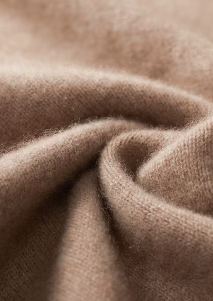 Pure Cashmere Beige Funnel Neck Cardigan | Vallentty