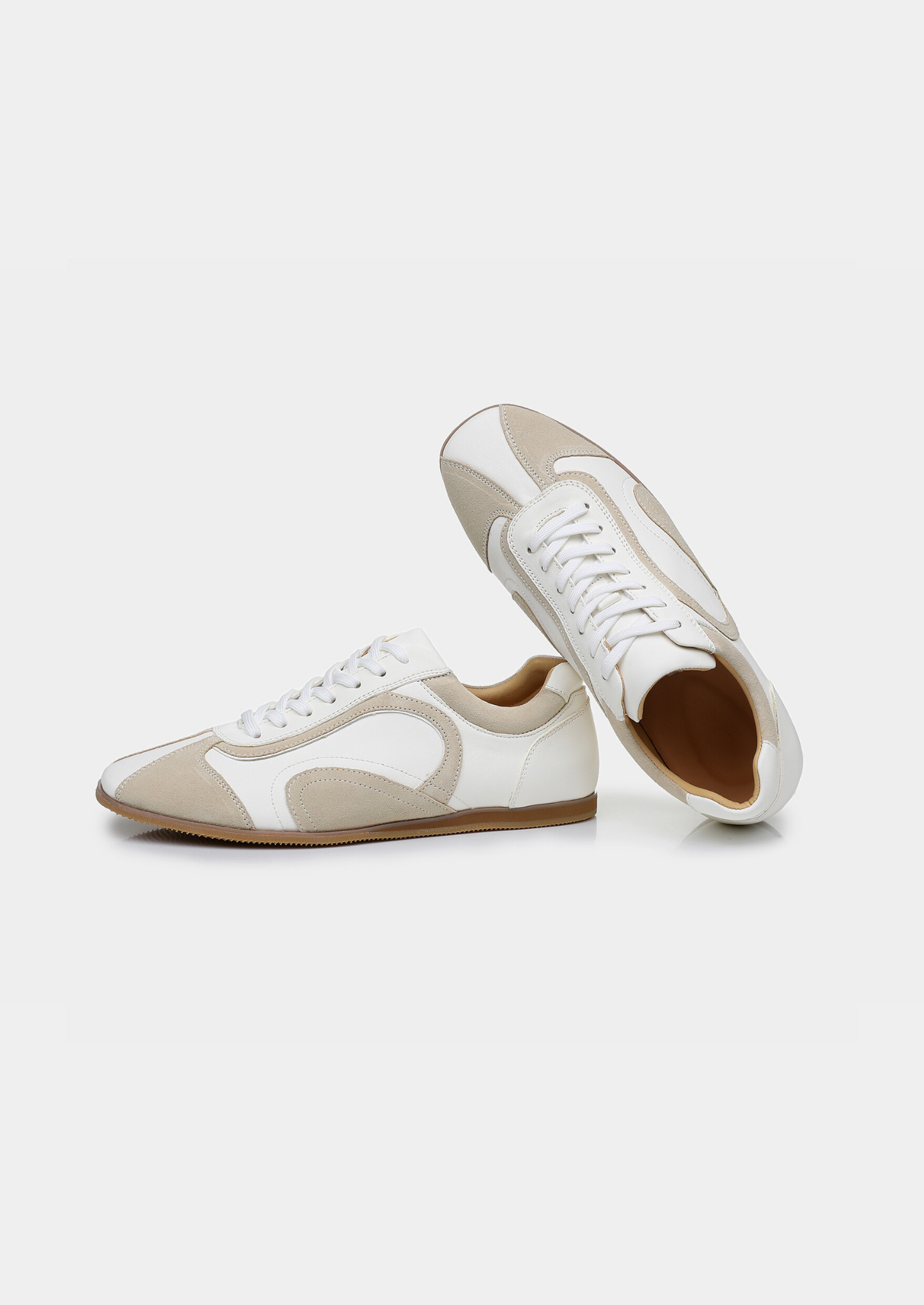 White Retro Hybrid Suede Leather Runner | Vallentty