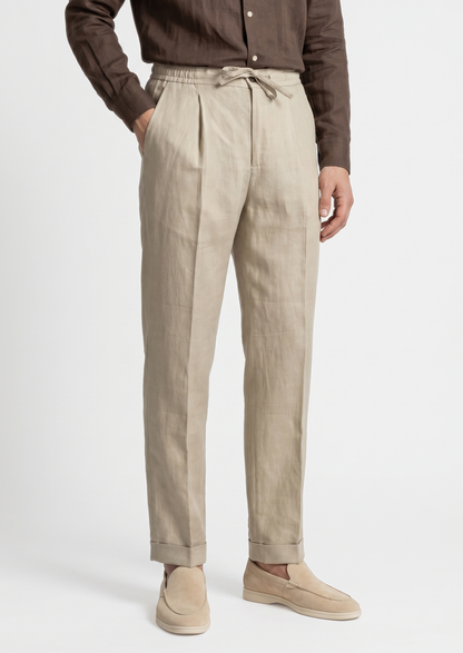 Drawstring Coastal Trousers - Sand | Vallentty