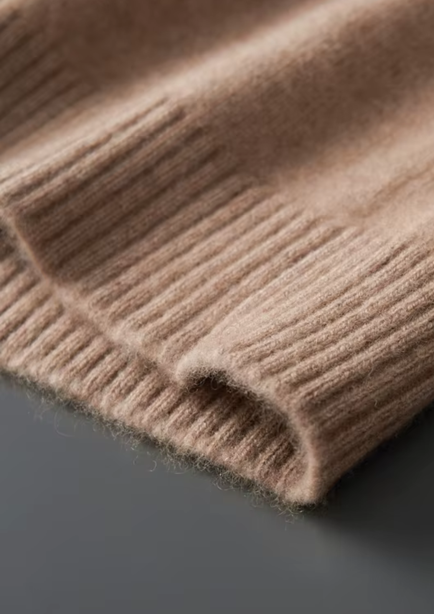 Pure Cashmere Beige Funnel Neck Cardigan | Vallentty