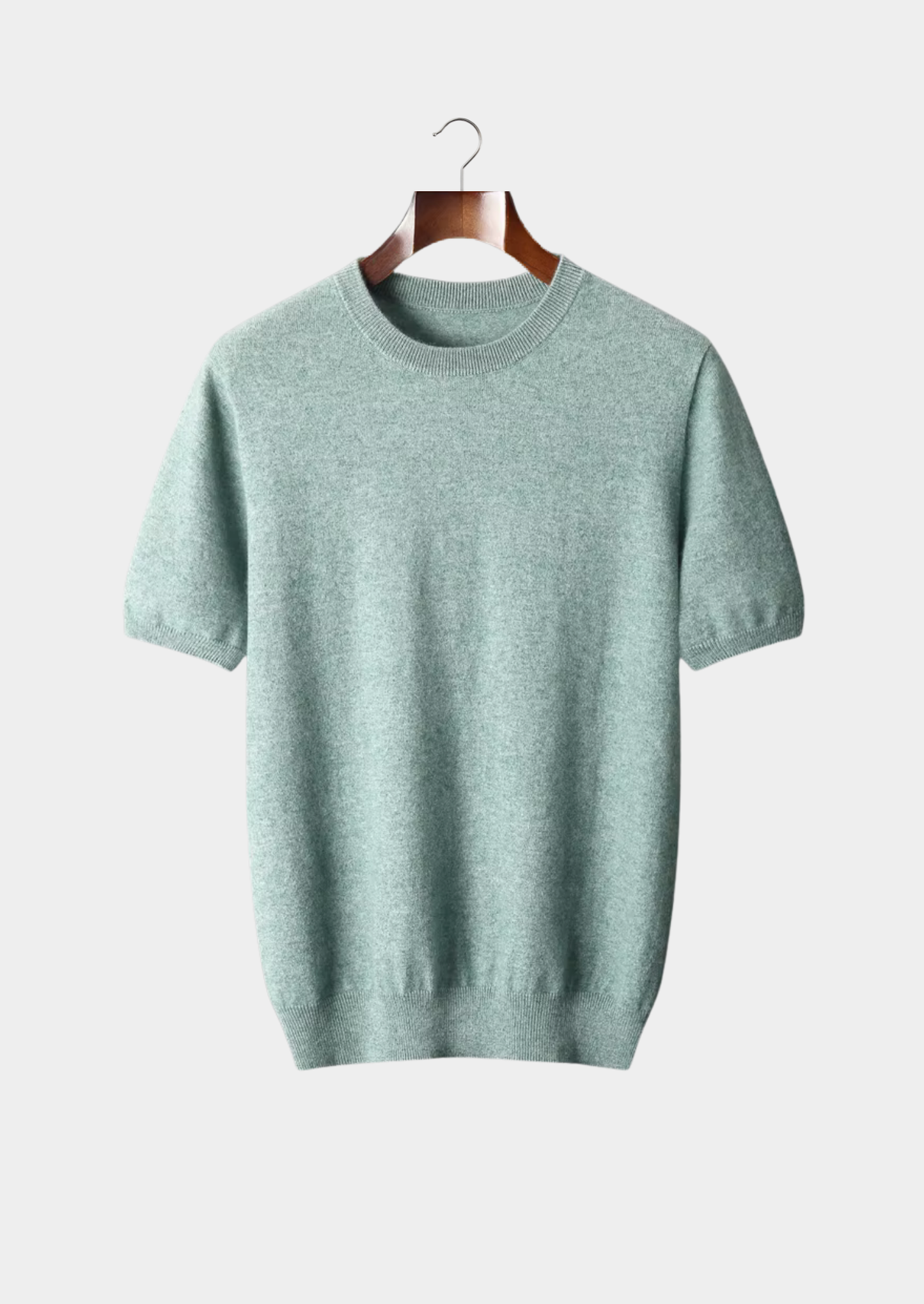 Premium Cashmere Classic Crewneck T-Shirt - Verdant Slate | Vallentty