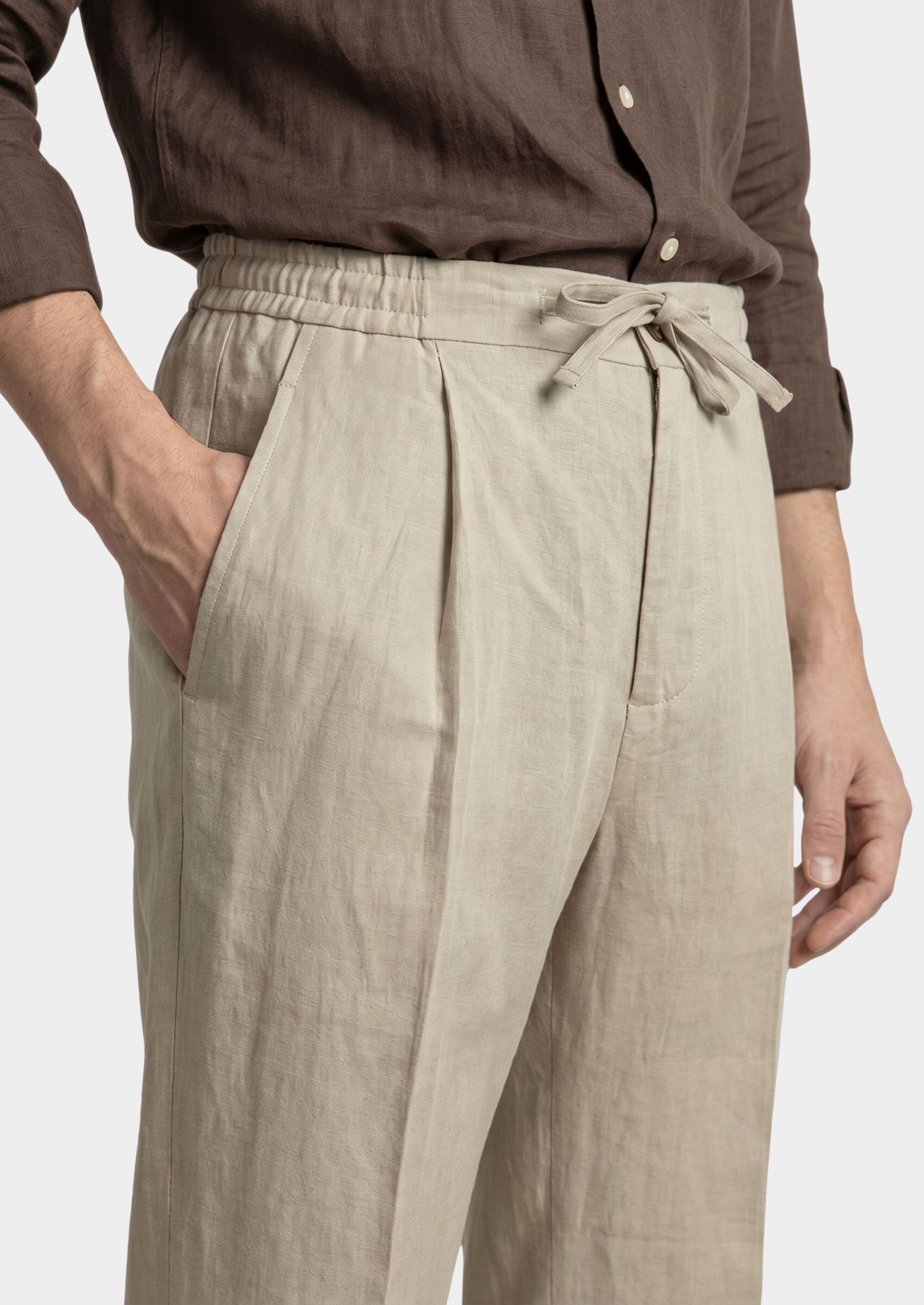 Drawstring Coastal Trousers - Sand | Vallentty