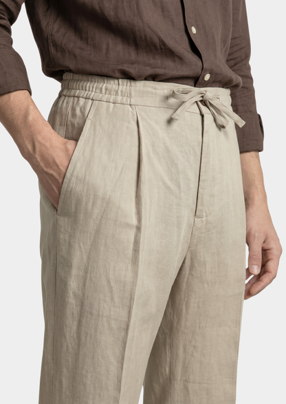 Drawstring Coastal Trousers - Sand | Vallentty