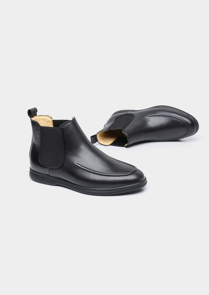 Black Leather Chelsea Boot | Vallentty