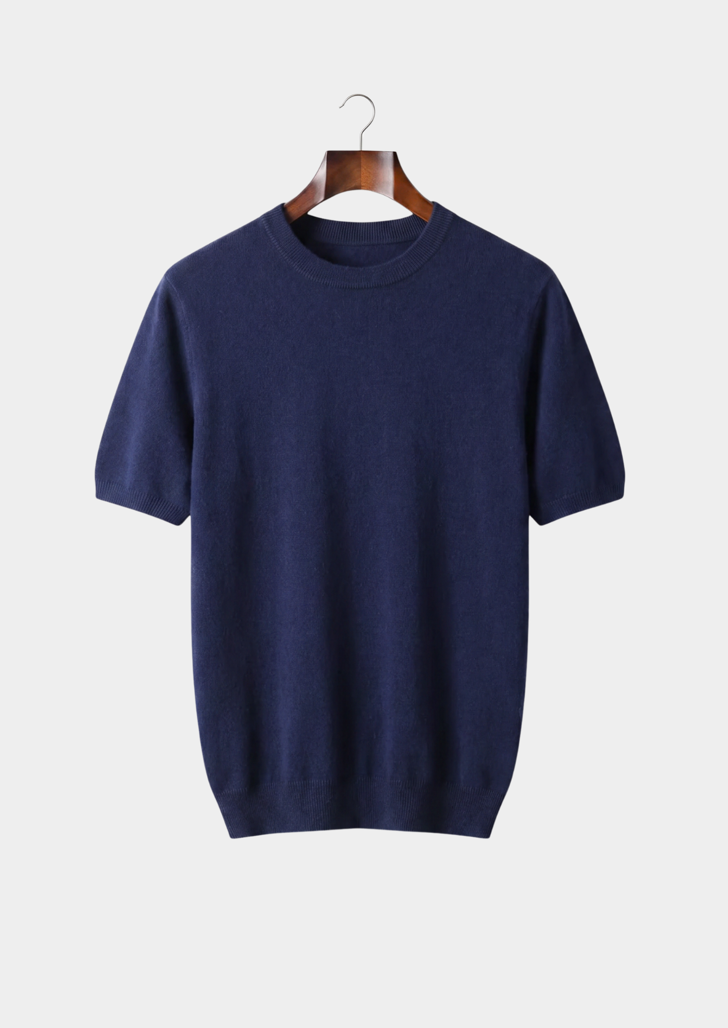 Premium Cashmere Classic Crewneck T-Shirt - Navy Blue | Vallentty