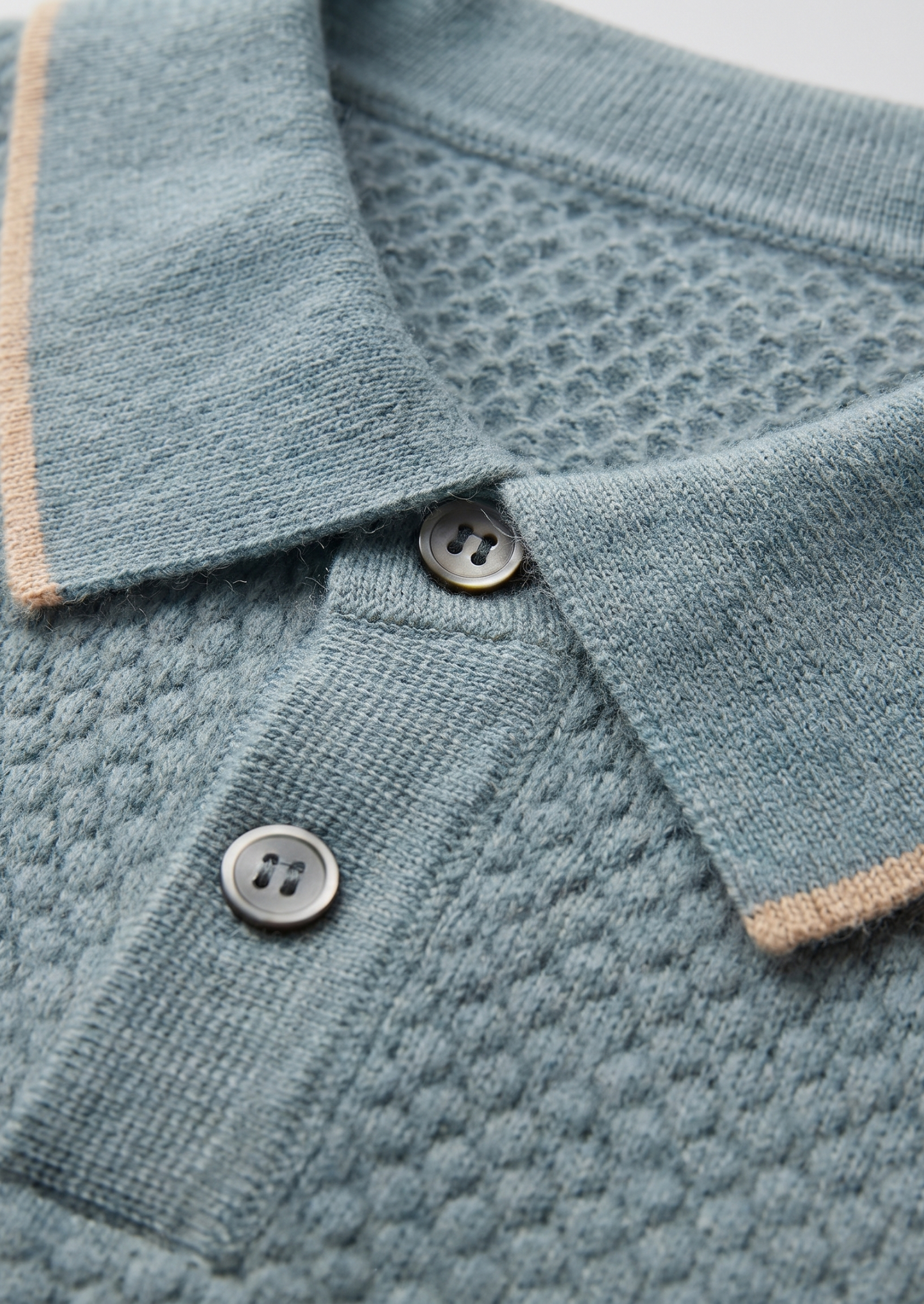 Premium Cashmere Sea Blue Two-Tone Polo | Vallentty