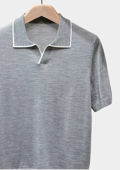 Ellis Light Gray Lightweight Polo Shirt | Vallentty