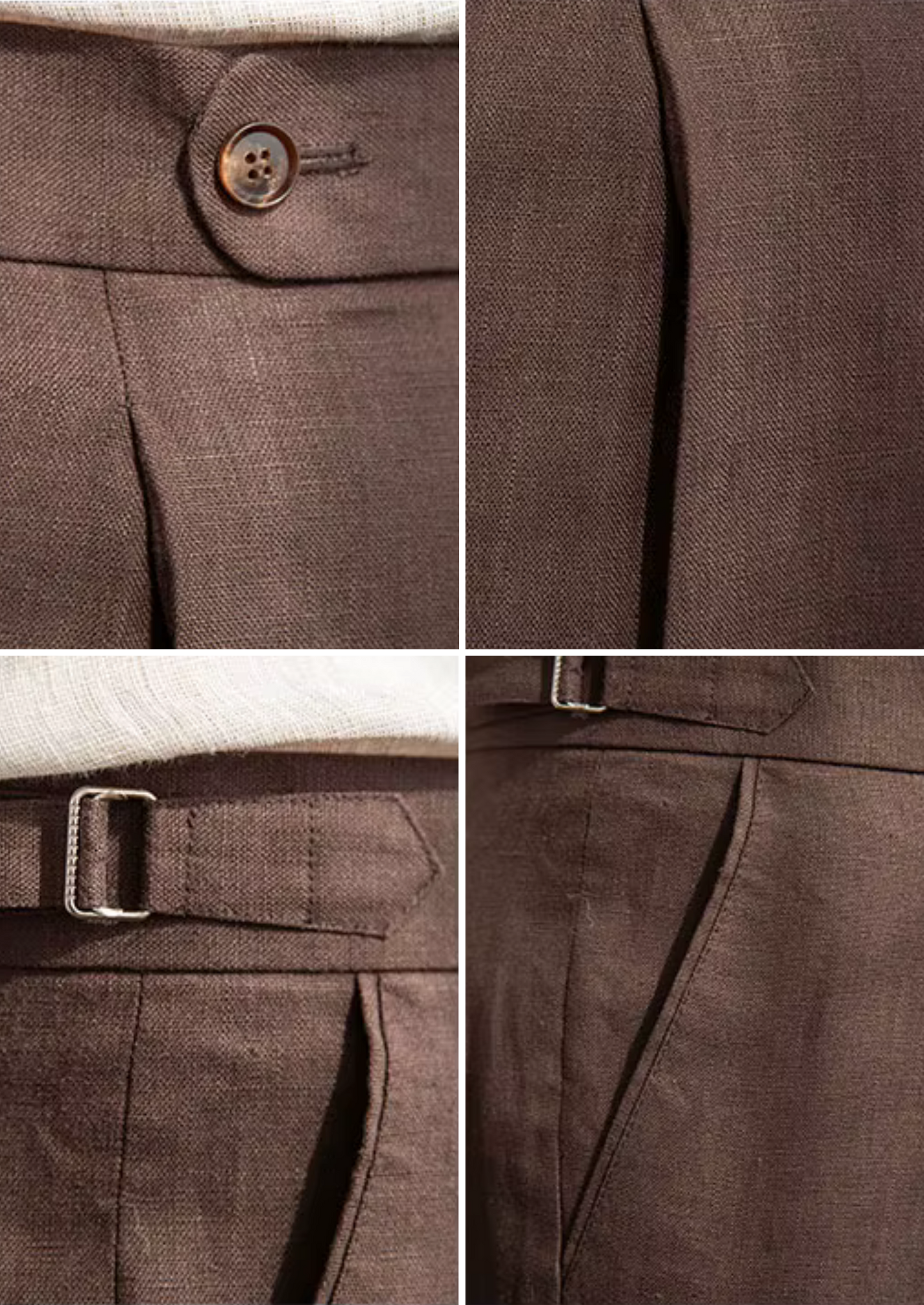 Tuscany Pleated Coastal Trousers - Dark Brown | Vallentty