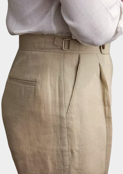 Tuscany Pleated Coastal Trousers - Sand | Vallentty