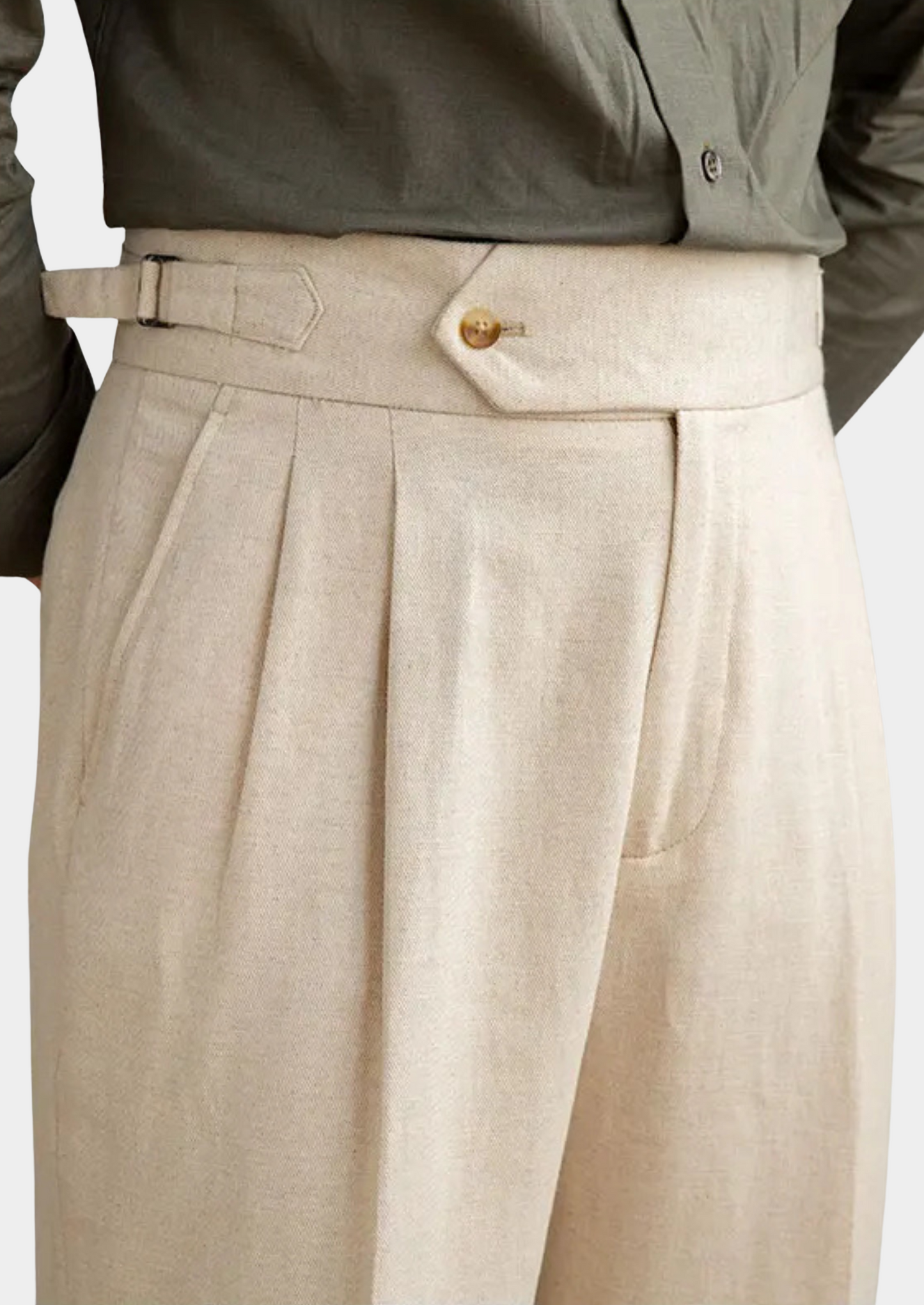Napoli Pleated Coastal Trousers - Sand | Vallentty