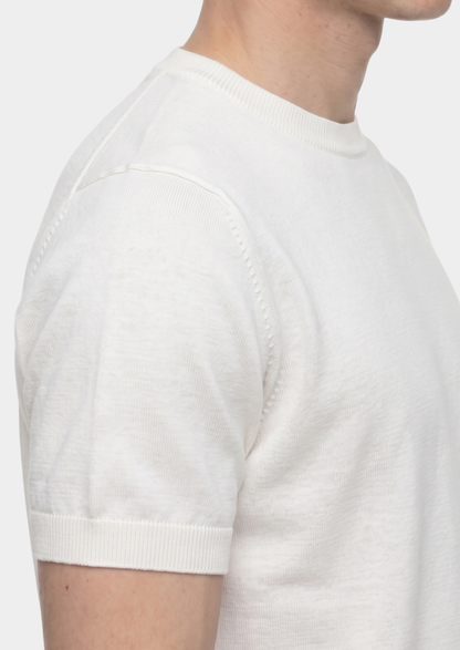 Essential White Knitted Crewneck T-Shirt | Vallentty