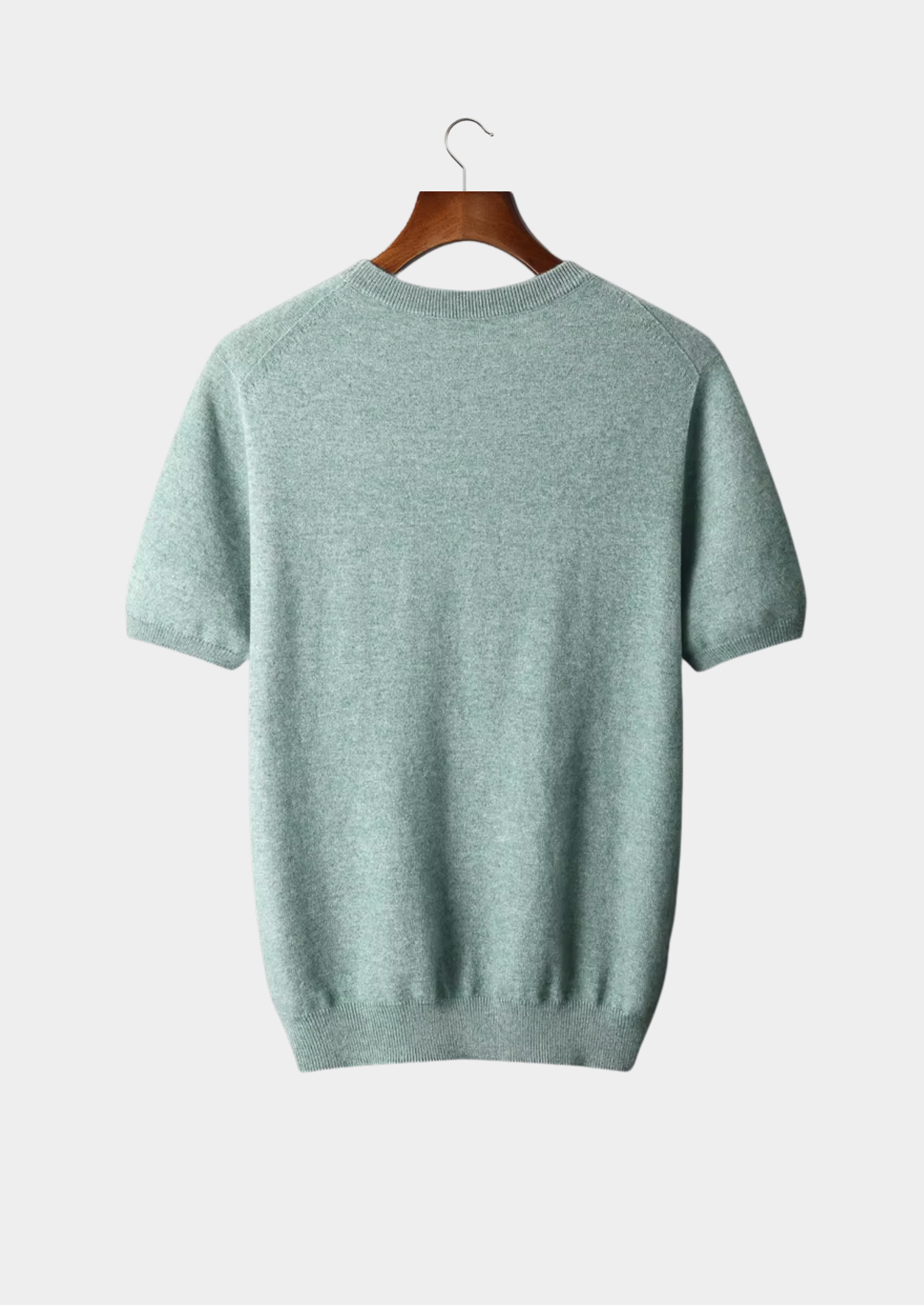 Premium Cashmere Classic Crewneck T-Shirt - Verdant Slate | Vallentty