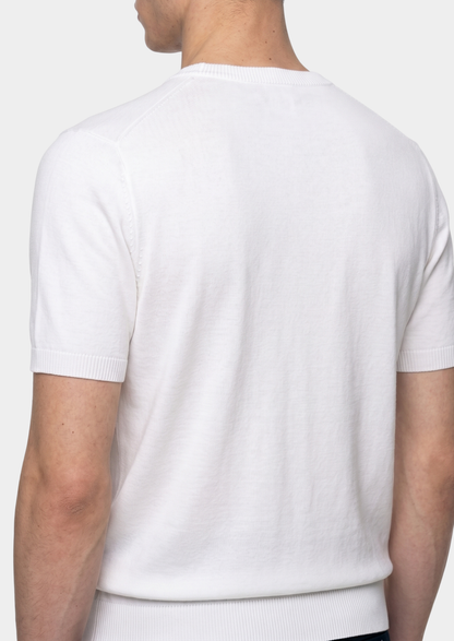 Essential White Knitted Crewneck T-Shirt | Vallentty
