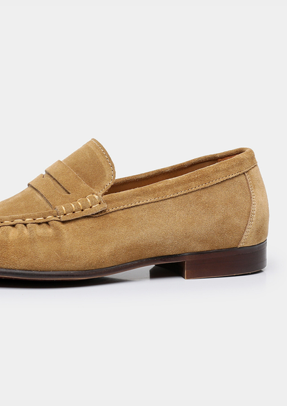 Caramel Classic Penny Suede Loafers | Vallentty