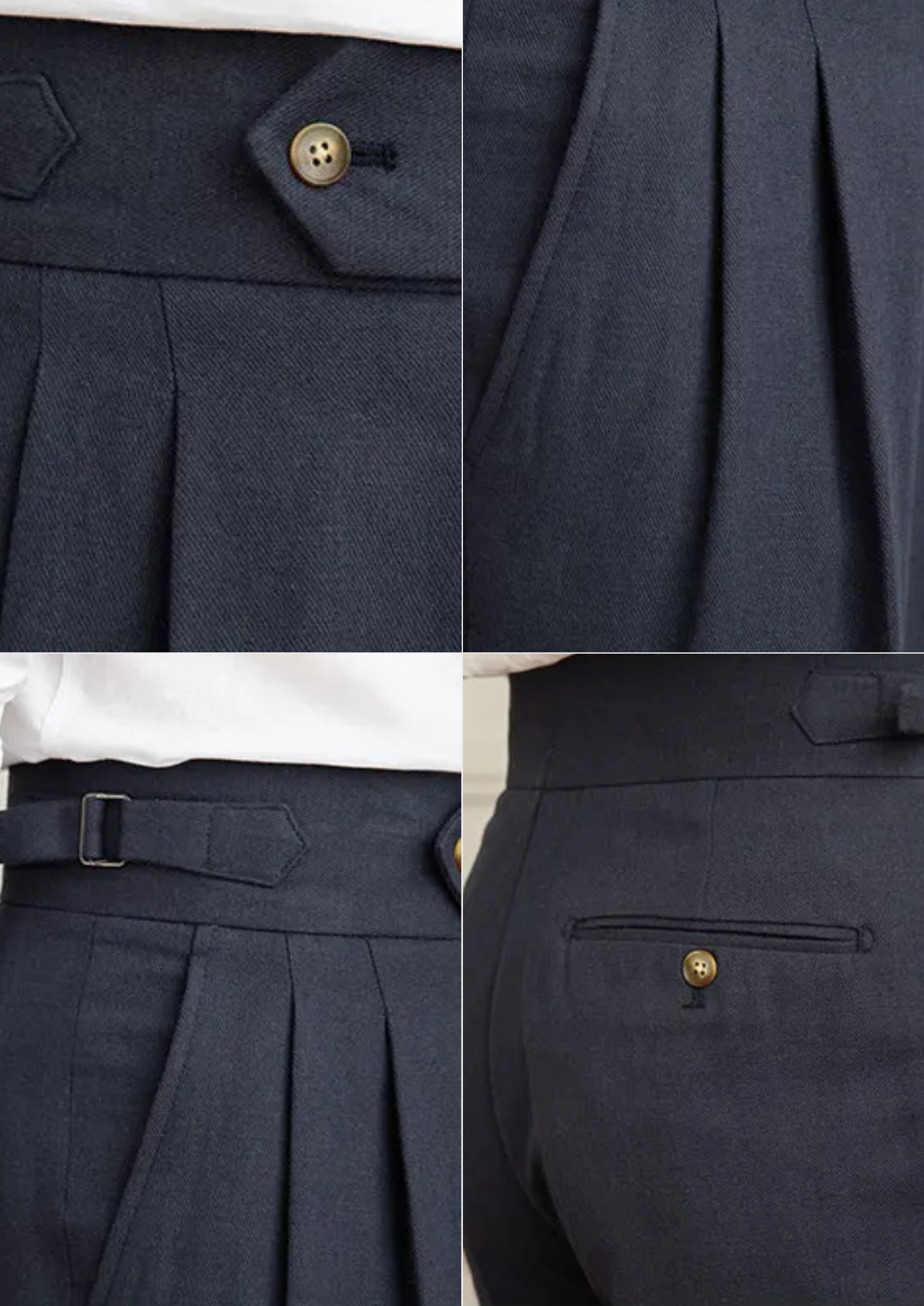 Napoli Pleated Coastal Trousers - Navy Blue | Vallentty