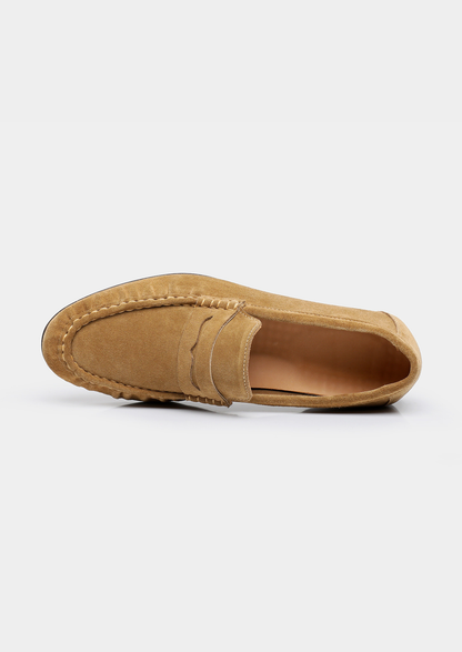 Caramel Classic Penny Suede Loafers | Vallentty