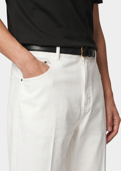 Essential White Straight Leg Denim Trousers | Vallentty