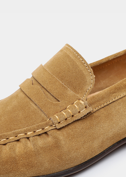 Caramel Classic Penny Suede Loafers | Vallentty
