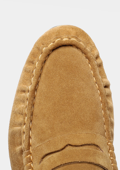 Caramel Classic Penny Suede Loafers | Vallentty