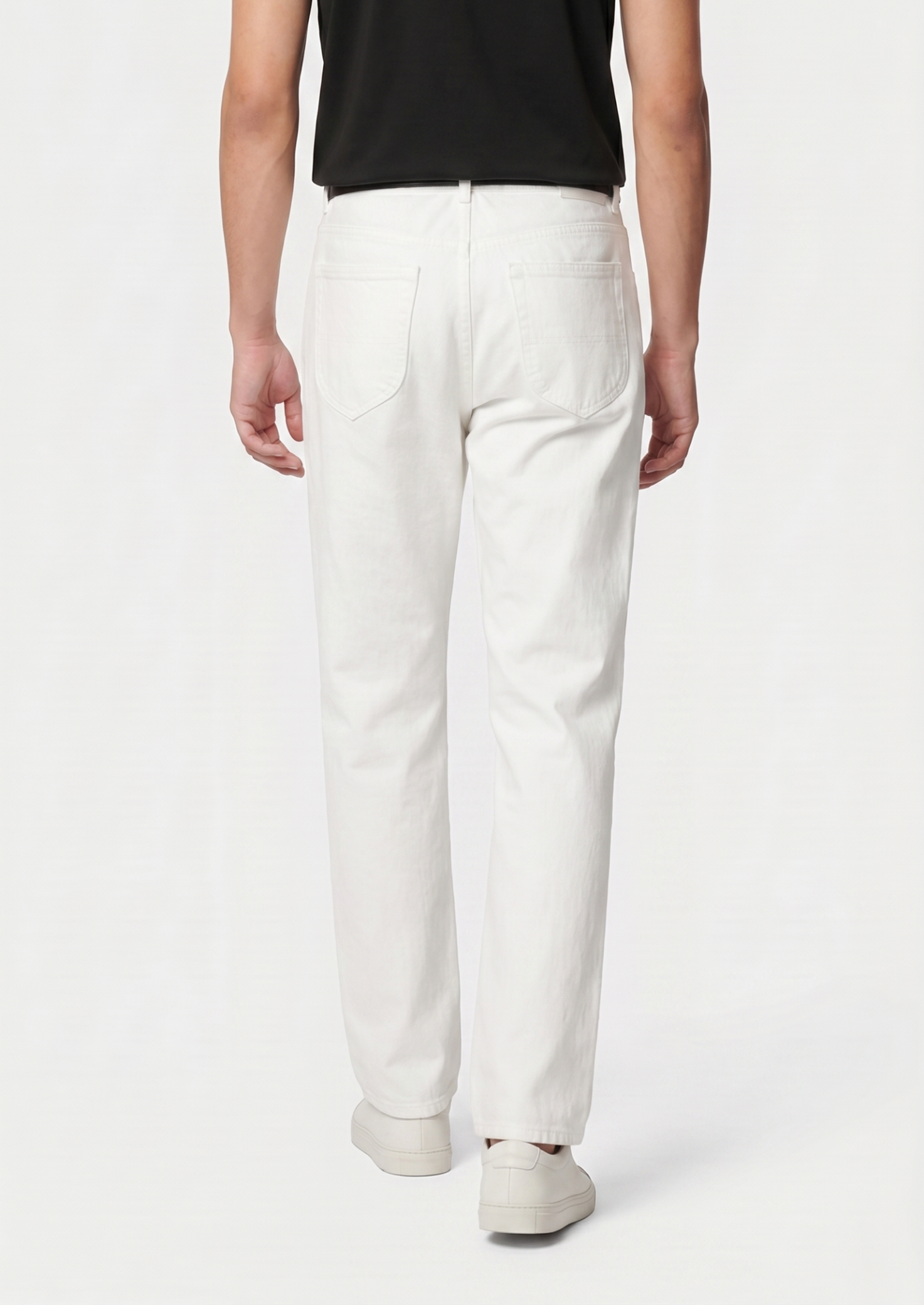 Essential White Straight Leg Denim Trousers | Vallentty