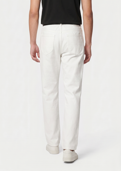 Essential White Straight Leg Denim Trousers | Vallentty