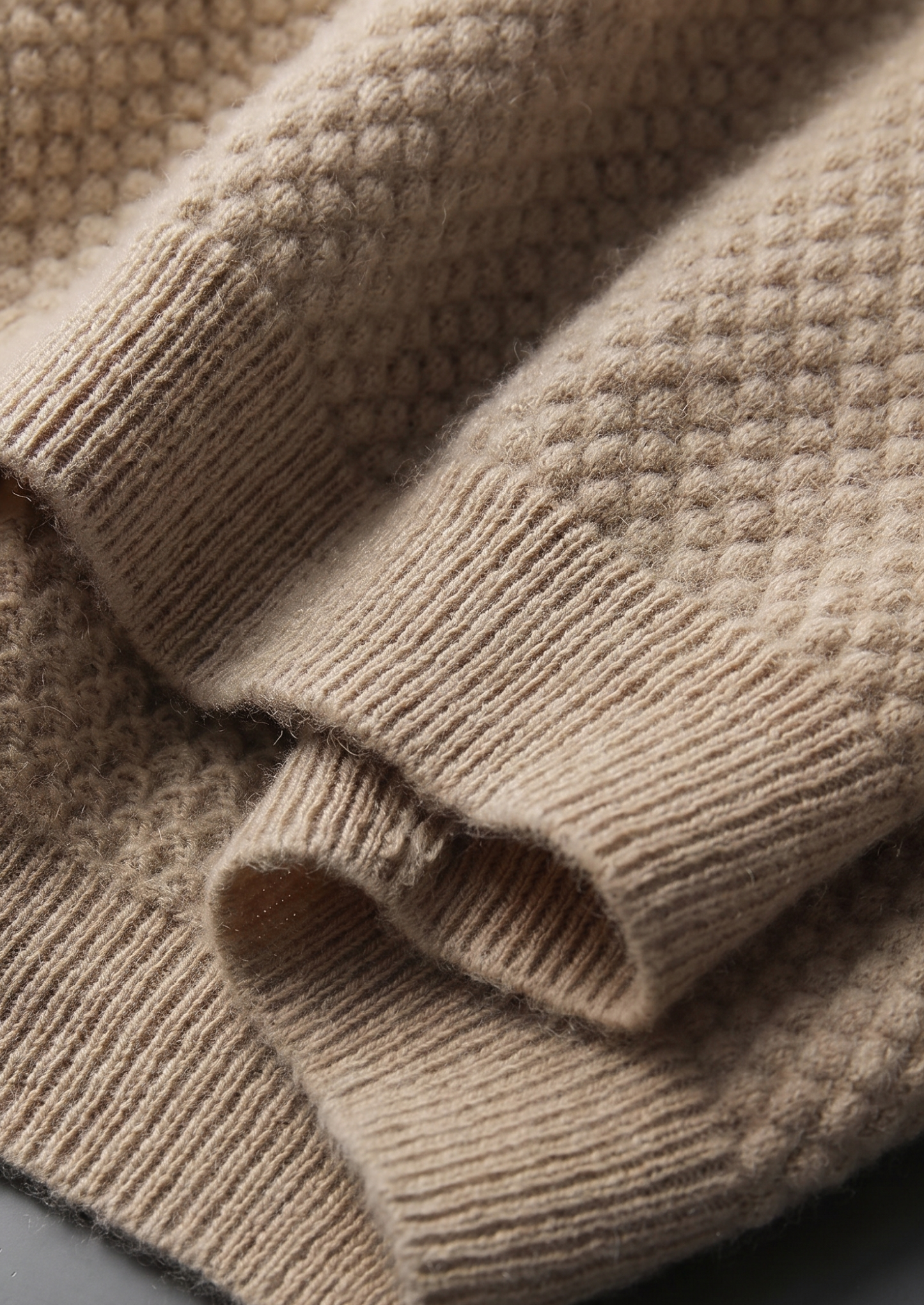 Premium Cashmere Beige Two-Tone Polo | Vallentty