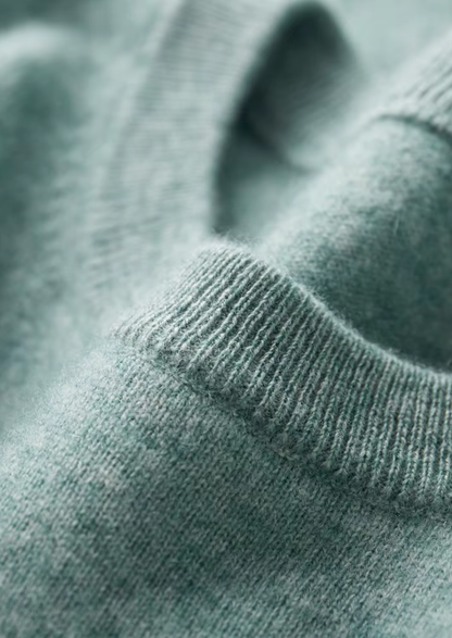 Premium Cashmere Classic Crewneck T-Shirt - Verdant Slate | Vallentty