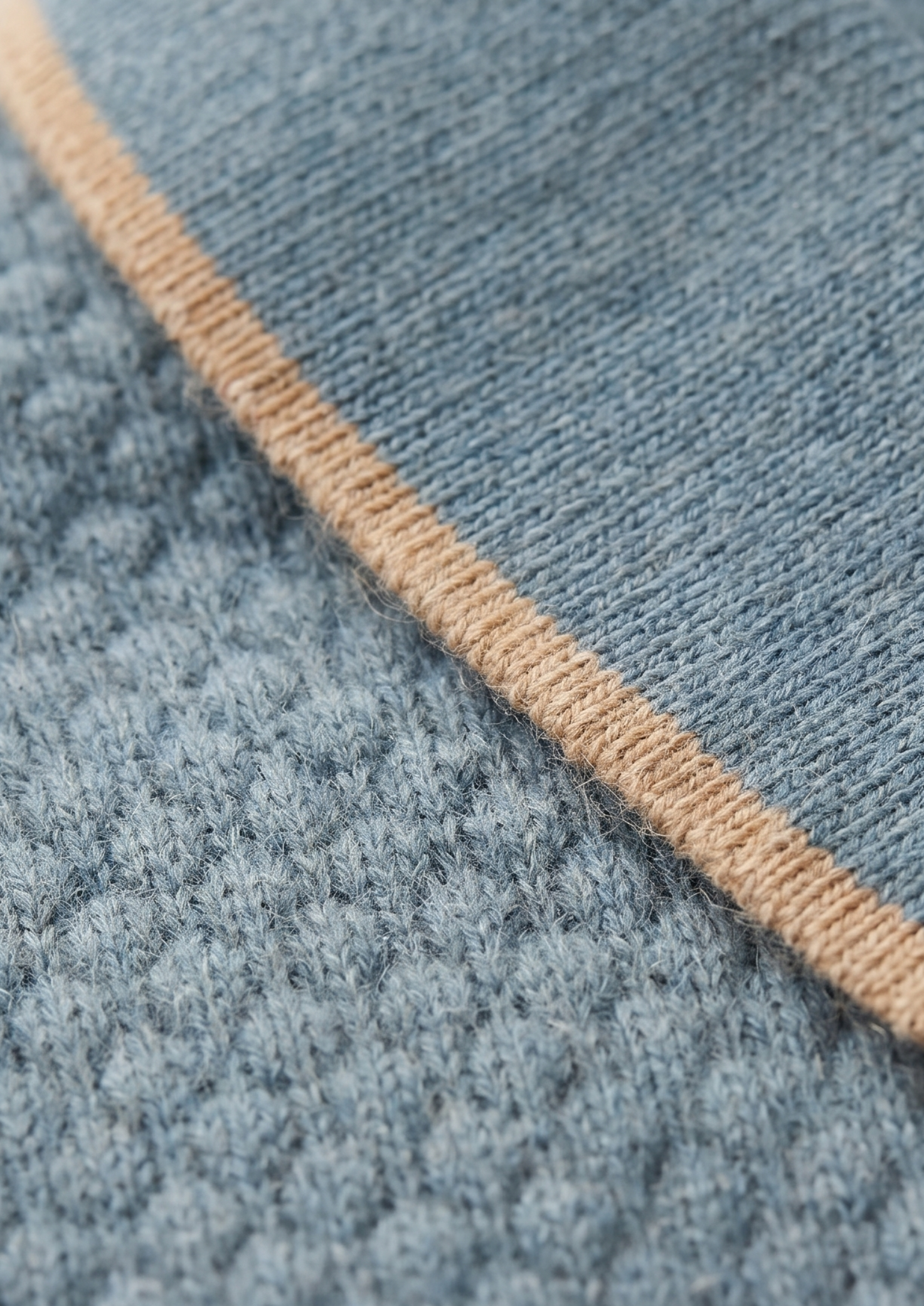 Premium Cashmere Sea Blue Two-Tone Polo | Vallentty