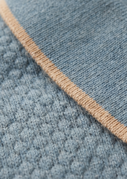 Premium Cashmere Sea Blue Two-Tone Polo | Vallentty